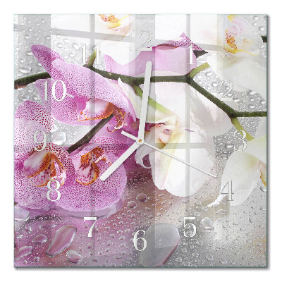 Quadratische wanduhr Orchidee