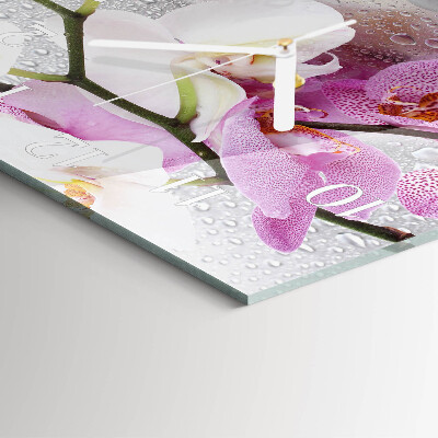 Quadratische wanduhr Orchidee
