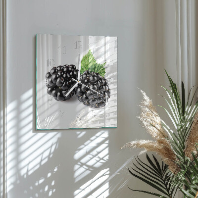 Wanduhr mit motiv quadratisch Brombeeren