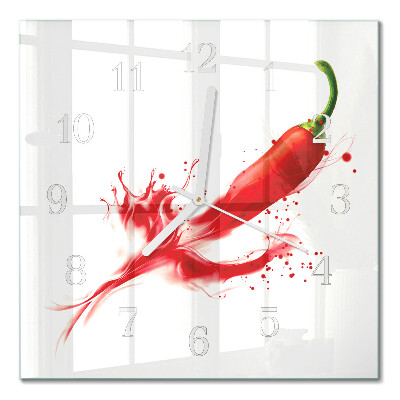 Quadratische wanduhr Chili-Pfeffer