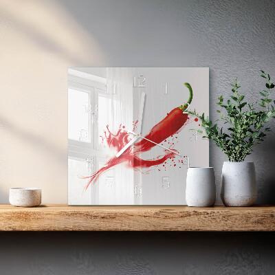 Quadratische wanduhr Chili-Pfeffer