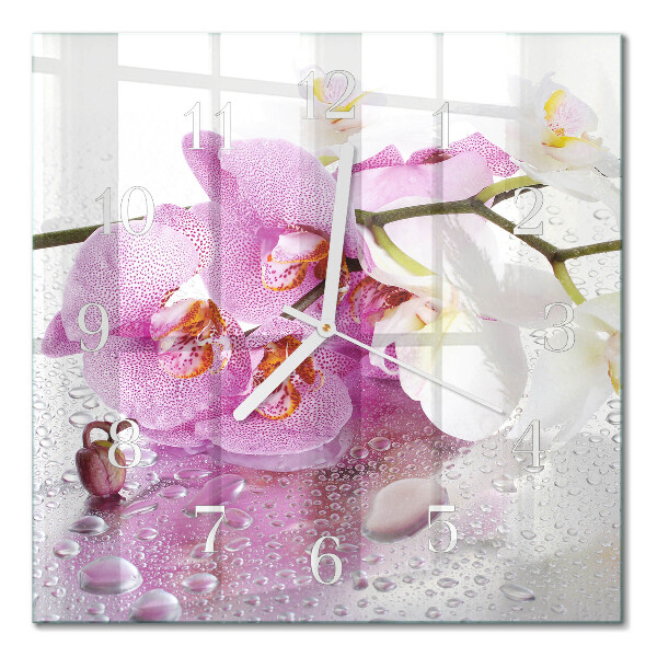 Quadratische wanduhr Orchidee