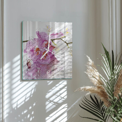 Quadratische wanduhr Orchidee