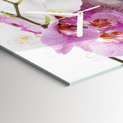 Quadratische wanduhr Orchidee