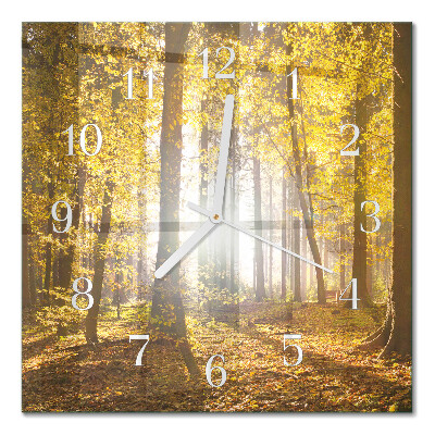 Wanduhr mit motiv quadratisch Herbst im Wald