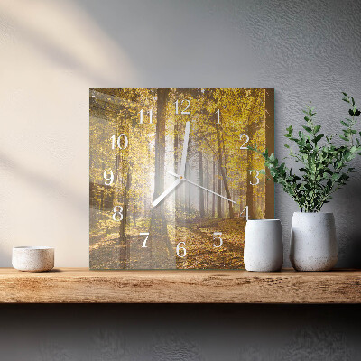 Wanduhr mit motiv quadratisch Herbst im Wald