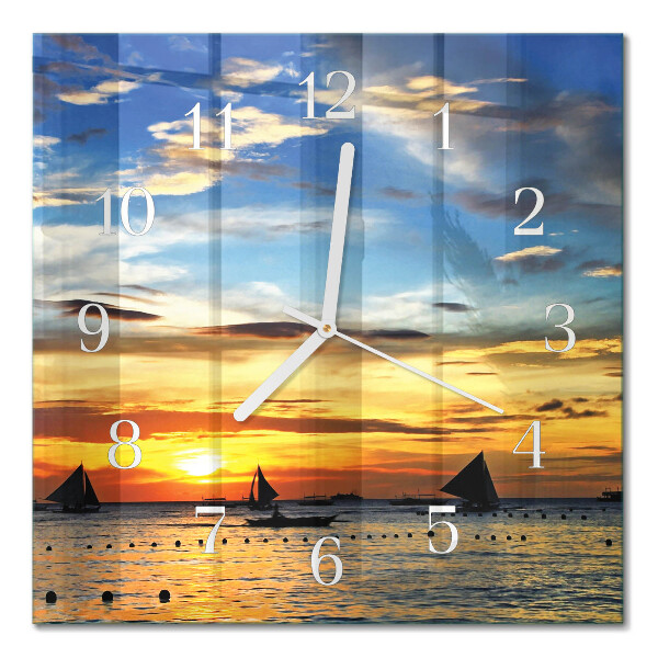 Moderne wanduhr quadratisch Sonnenuntergang