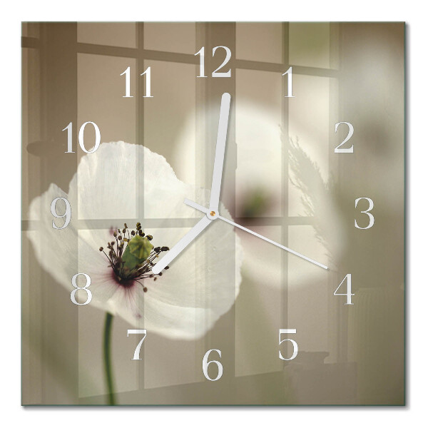 Quadratische wanduhr Mohn