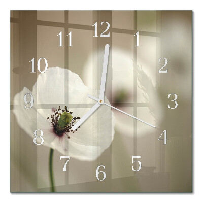 Quadratische wanduhr Mohn