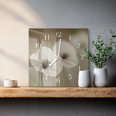 Quadratische wanduhr Mohn