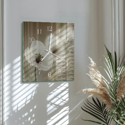Quadratische wanduhr Mohn