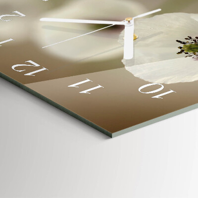 Quadratische wanduhr Mohn