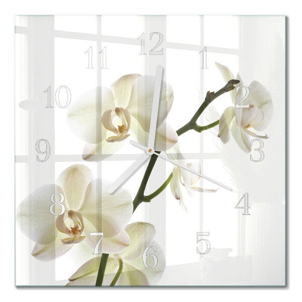 Quadratische wanduhr modern Orchidee