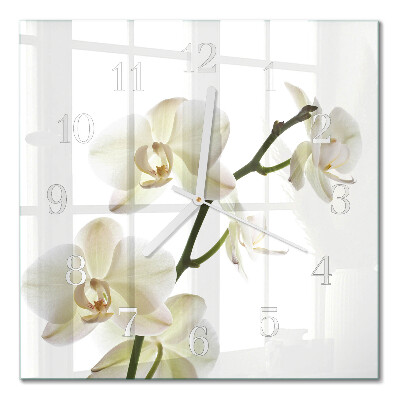 Quadratische wanduhr modern Orchidee