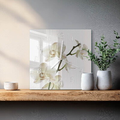 Quadratische wanduhr modern Orchidee
