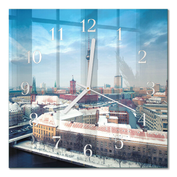 Quadratische wanduhr Winterstadt