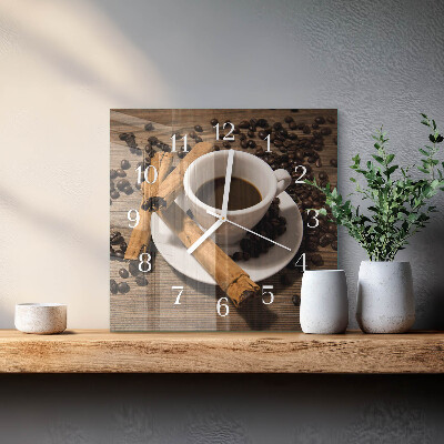 Quadratische wanduhr modern Zimtkaffee