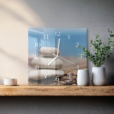 Quadratische wanduhr Steine