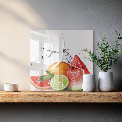 Quadratische wanduhr modern Obst