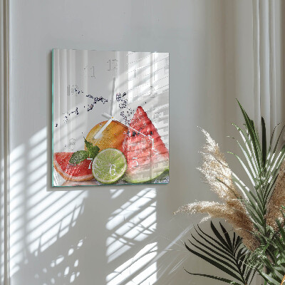 Quadratische wanduhr modern Obst