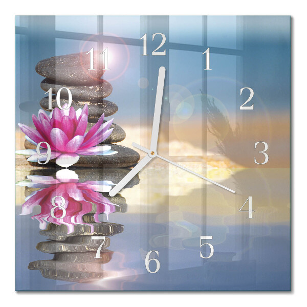 Quadratische wanduhr Steine im Wasser