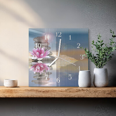 Quadratische wanduhr Steine ​​im Wasser