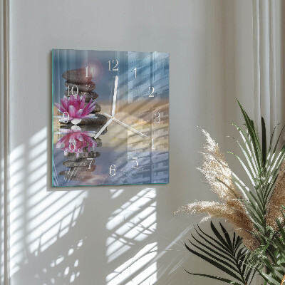 Quadratische wanduhr Steine ​​im Wasser