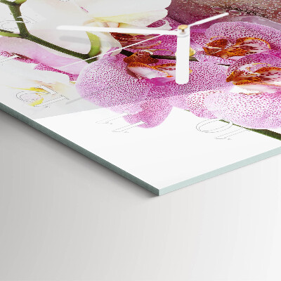 Glasuhr quadratisch Orchidee