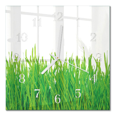 Glasuhr quadratisch Gras