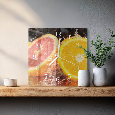 Quadratische wanduhr modern Obst