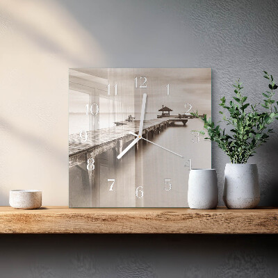 Wanduhr mit motiv quadratisch Holzbrücke