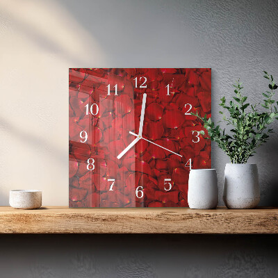 Wanduhr mit motiv quadratisch Rosenblätter