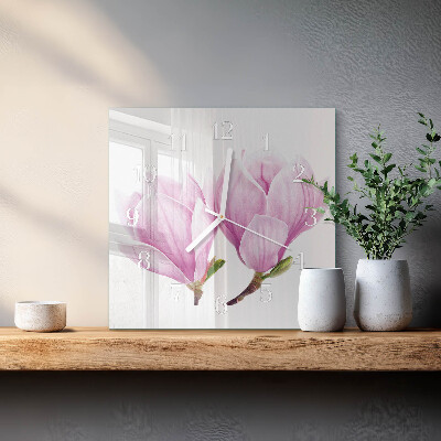 Glasuhr quadratisch Magnolie