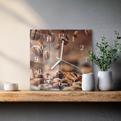 Moderne wanduhr quadratisch Kaffeebohnen