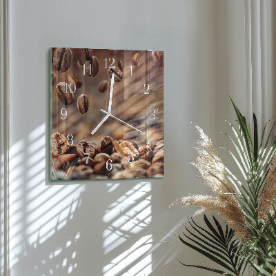Moderne wanduhr quadratisch Kaffeebohnen