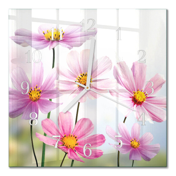Quadratische wanduhr Blumen