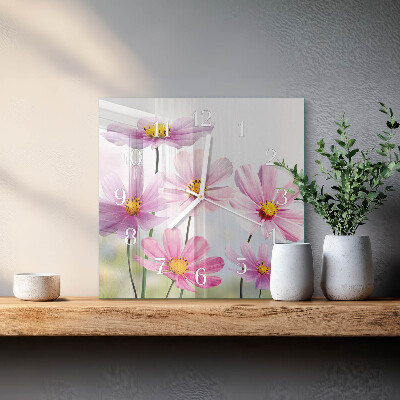 Quadratische wanduhr Blumen