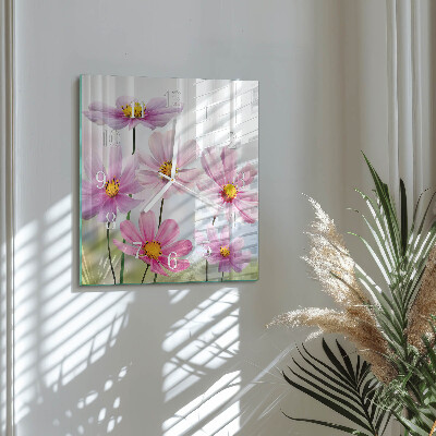 Quadratische wanduhr Blumen