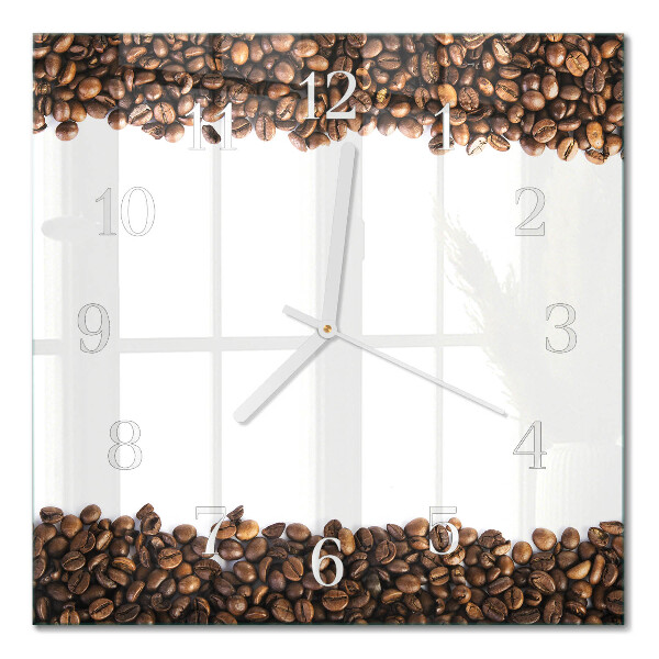 Quadratische wanduhr Kaffeebohnen