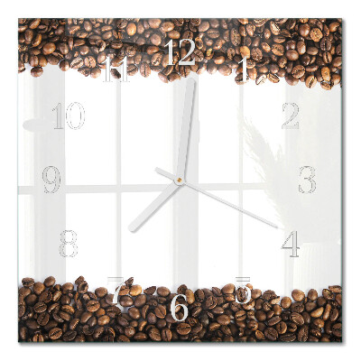 Quadratische wanduhr Kaffeebohnen