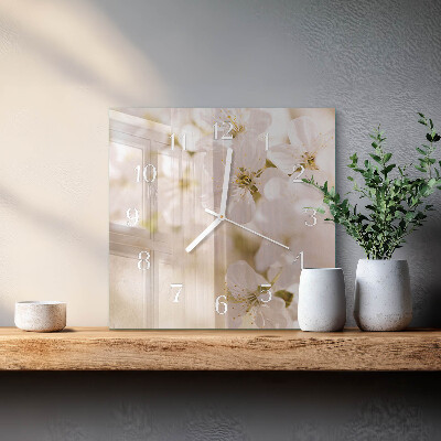 Quadratische wanduhr modern Blumen