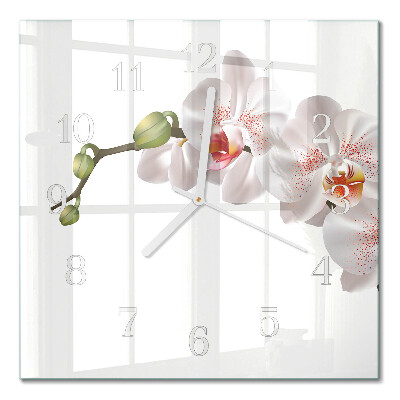 Glasuhr quadratisch Orchidee