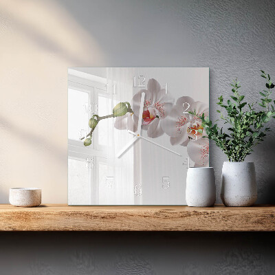 Glasuhr quadratisch Orchidee