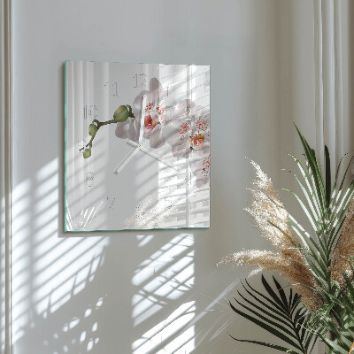 Glasuhr quadratisch Orchidee