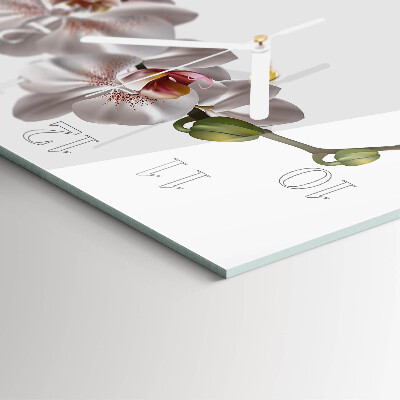 Glasuhr quadratisch Orchidee