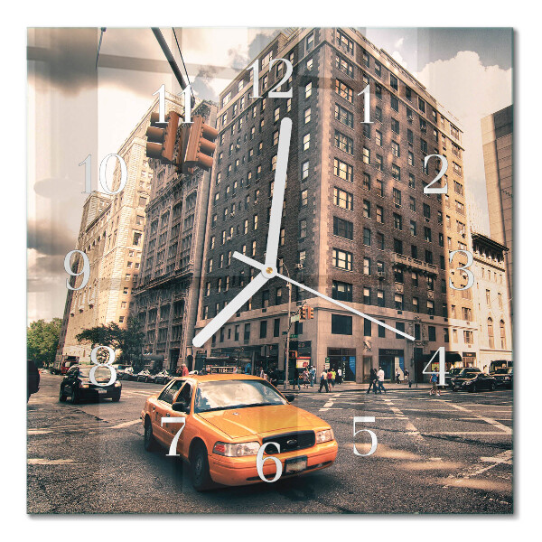 Quadratische wanduhr Taxi