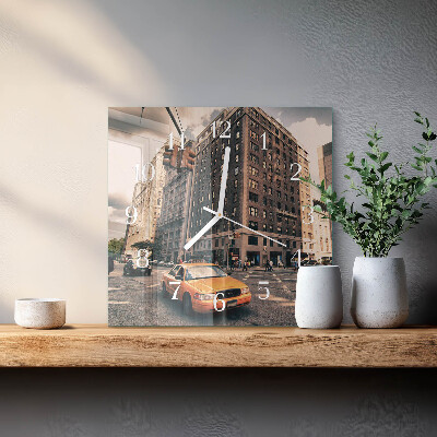 Quadratische wanduhr Taxi