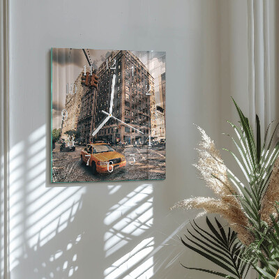 Quadratische wanduhr Taxi
