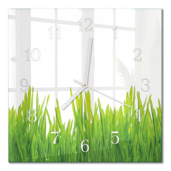 Quadratische wanduhr Gras