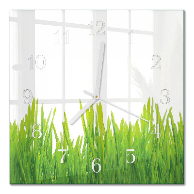 Quadratische wanduhr Gras